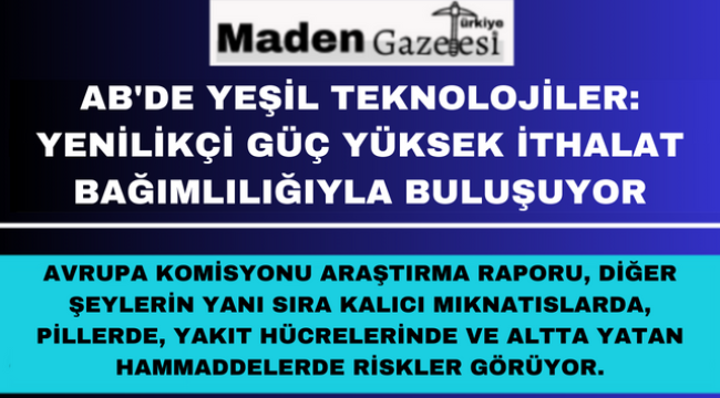 AB'de Yeşil Teknolojiler: Yenilikçi Güç Yüksek İthalat Bağımlılığıyla Buluşuyor