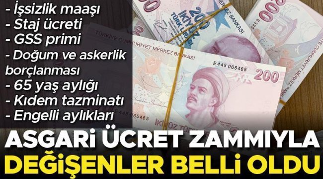 Asgari ücret zammıyla değişenler belli oldu... İşte yeni işsizlik maaşı, staj ücreti, GSS primi, doğum ve askerlik borçlanması, 65 yaş aylığı, kıdem...