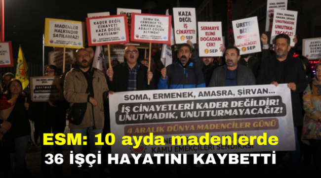 ESM: 10 ayda madenlerde 36 işçi hayatını kaybetti