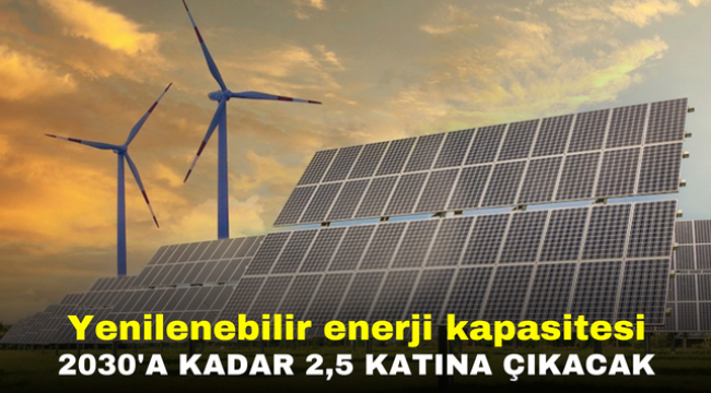 Yenilenebilir enerji kapasitesi 2030'a kadar 2,5 katına çıkacak