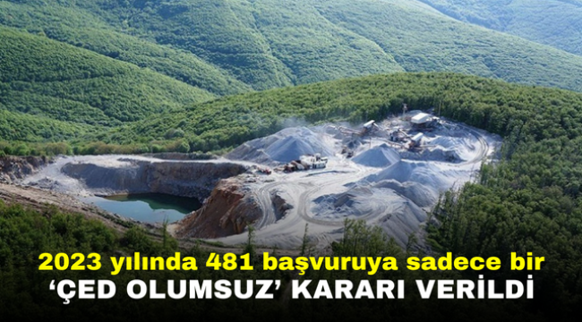 2023 yılında 481 başvuruya sadece bir 'ÇED olumsuz' kararı verildi