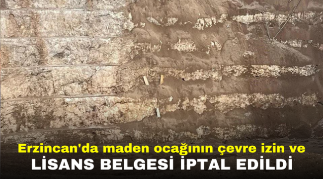 Erzincan'da maden ocağının çevre izin ve lisans belgesi iptal edildi