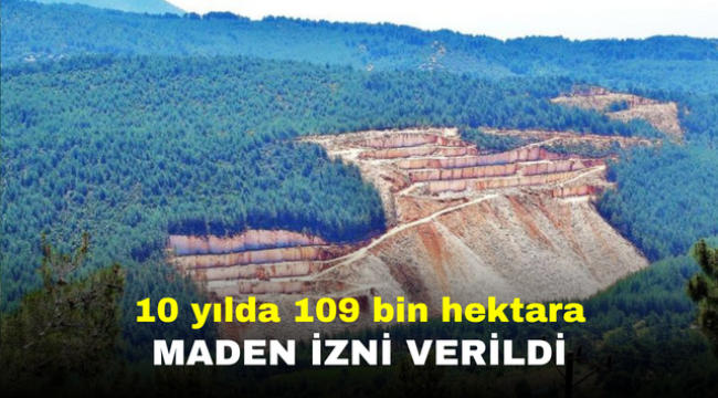 10 yılda 109 bin hektara maden izni verildi