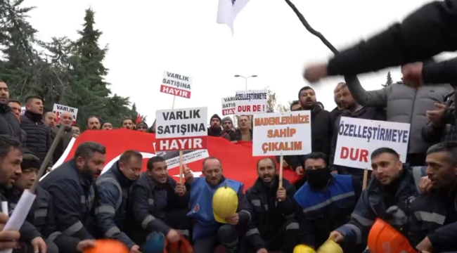 Ankara'da Maden ve Termik Santral İşçilerinden Protesto